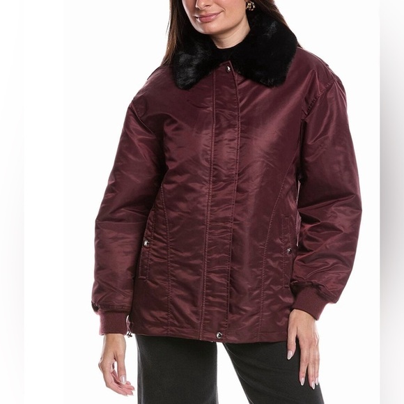 Blank NYC Size M Burgundy Faux Fur Collar Overachiever Jacket NEW! - Picture 3 of 10